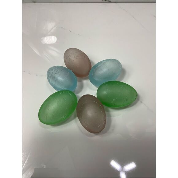 VINTAGE Blown Glass Crackle Easter Eggs Set of 6 - Picture 2 of 3